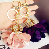 Gold Crown With Flower keychain